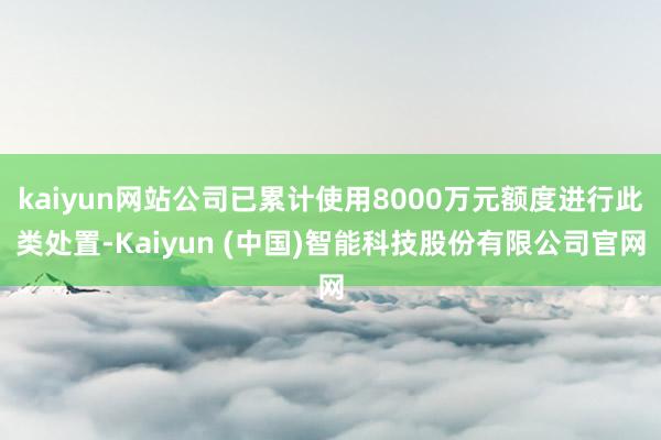 kaiyun网站公司已累计使用8000万元额度进行此类处置-Kaiyun (中国)智能科技股份有限公司官网