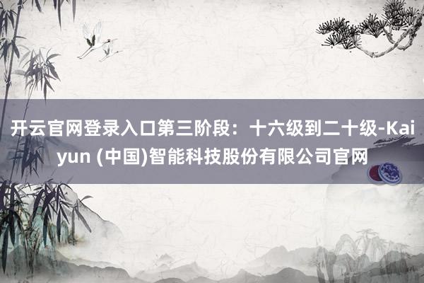 开云官网登录入口第三阶段：十六级到二十级-Kaiyun (中国)智能科技股份有限公司官网