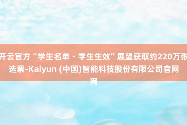 开云官方“学生名单－学生生效”展望获取约220万张选票-Kaiyun (中国)智能科技股份有限公司官网